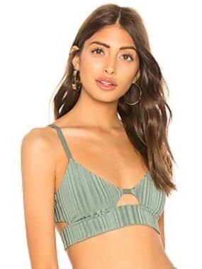 Tavik  Juliet Sage Green Ribbed Bralette Bikini Top.
Size Small
